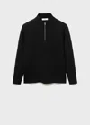 Mango Man Knitted Sweater With Perkins Neck Black