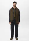 Mango Man Fine Ribbed-knit Sweater Olive Green In Black