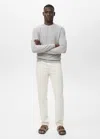 Mango Man Pull-over Maille Coton Microstructure Gris Chiné Moyen - Homme - Xxl -  In Gray