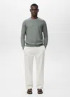 Mango Man Pull-over Maille Coton Microstructure Vert Forêt - Homme - Xxl -