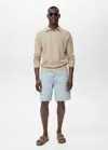 Mango Man Microstructure Sweater With Zipper Collar Beige