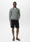 Mango Man Microstructure Sweater With Zipper Collar Forest Green