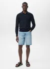 Mango Man Micro-structured Cotton Polo Shirt Navy In Blue