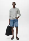 Mango Man Micro-structured Cotton Polo Shirt Medium Heather Grey In Gray