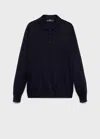 Mango Man 100% Wool Knitted Polo Sweater Navy In Blue
