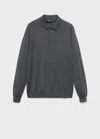 Mango Man 100% Wool Knitted Polo Sweater Medium Heather Grey