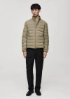 Mango Man Quilted Jacket With Down And Feather Filling Medium Brown In Medium Brown