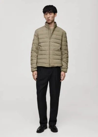 Mango Man Quilted Jacket With Down And Feather Filling Medium Brown
