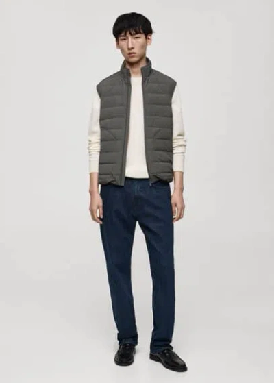Mango Man Quilted Gilet With Feather Filling Grey