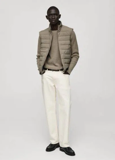 Mango Man Quilted Gilet With Feather Filling Medium Brown