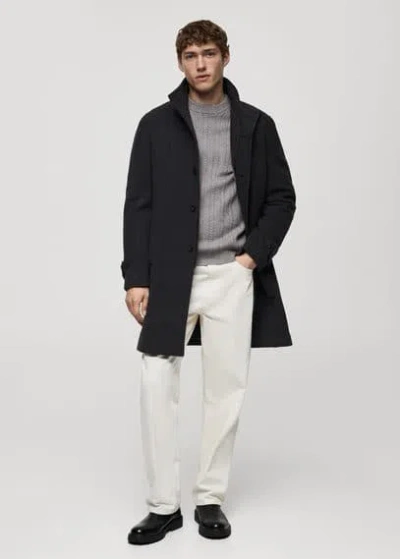 Mango Man Wool Coat With Inner Gilet Charcoal In Gris Anthracite