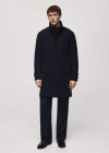 Mango Man Wool Coat With Inner Gilet Dark Navy In Bleu Marine Foncé