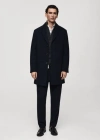 Mango Man Classic Wool Coat With Quilted Interior Dark Navy In Bleu Marine Foncé