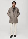 Mango Man Classic Wool Coat With Quilted Interior Medium Brown In Marron Moyen