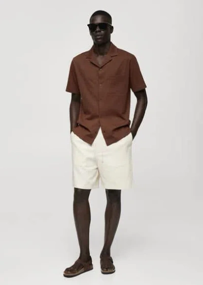 Mango Man Regular Fit 100% Cotton Shirt Brown