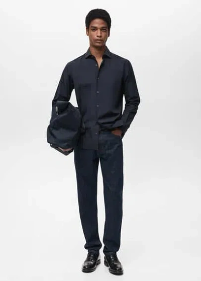 Mango Man Chemise Regular-fit 100 % Coton Bleu Marine Foncé - Homme - Xl -  In Dark Navy