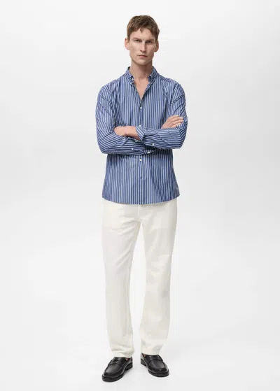 Mango Man Regular-fit 100% Cotton Shirt In Dark Navy