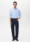 Mango Man Slim-fit Cotton Shirt Sky Blue