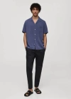 MANGO MAN REGULAR-FIT 100% TENCEL SHIRT BLUE