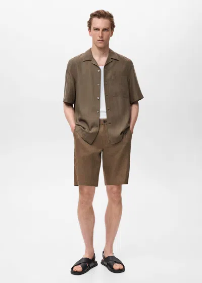 Mango Man Regular-fit 100% Tencel Shirt Brown