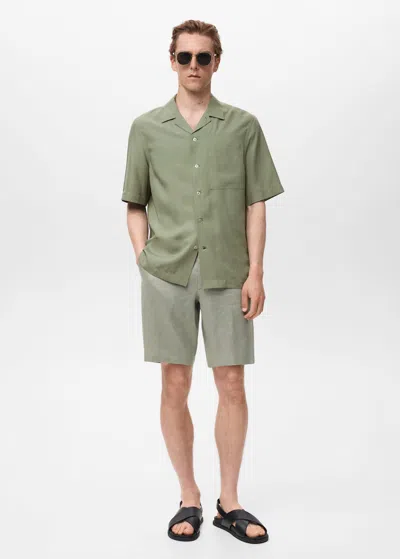 Mango Man Regular-fit 100% Tencel Shirt Mint Green