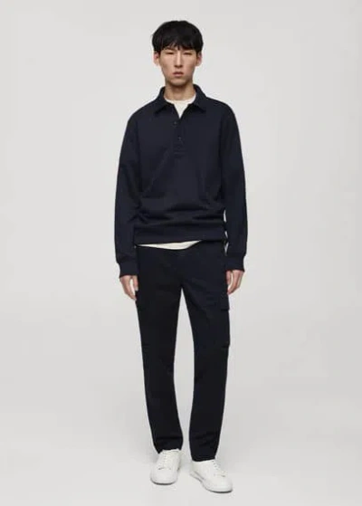 Mango Man Regular Fit Cotton Cargo Pants Dark Navy