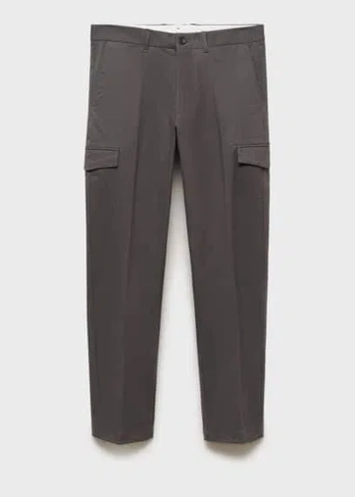 Mango Man Regular Fit Cotton Cargo Pants Grey