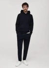 Mango Man Regular Fit Cotton Hooded Sweatshirt Dark Navy