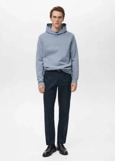 Mango Man Sweat-shirt Coton Capuche Regular-fit Bleu Ciel - Homme - Xxl -