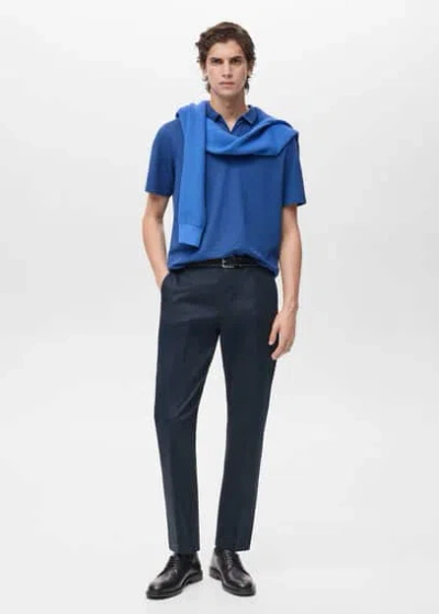Mango Man Polo Slim-fit Piqué De Coton Bleu Porcelaine - Homme - L -  In China Blue