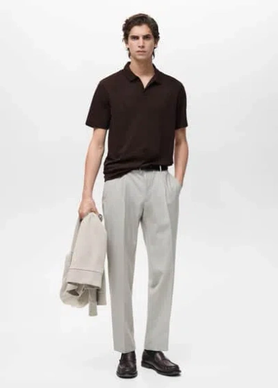 Mango Man Polo Slim-fit Piqué De Coton Chocolat - Homme - L -  In Chocolate