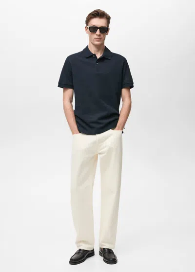 Mango Man Regular-fit Cotton Piqué Polo Shirt Dark Navy In Blue