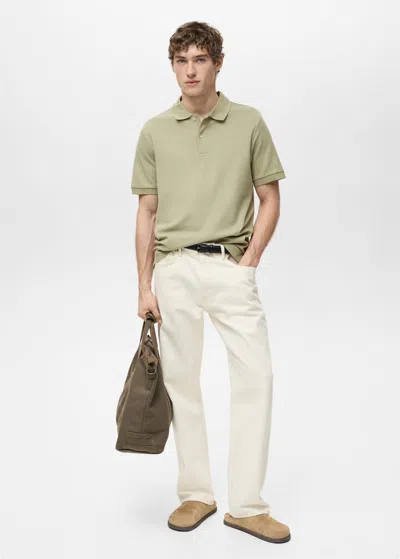 Mango Man Regular-fit Cotton Piqué Polo Shirt Khaki In Brown