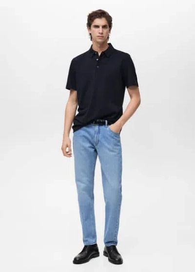 Mango Man Slim-fit Cotton-piqué Polo Shirt In Night Blue