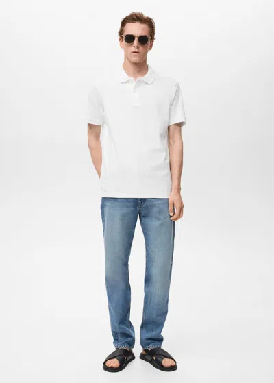 Mango Man Polo Regular-fit Piqué Coton Blanc - Homme - Xxl -  In White