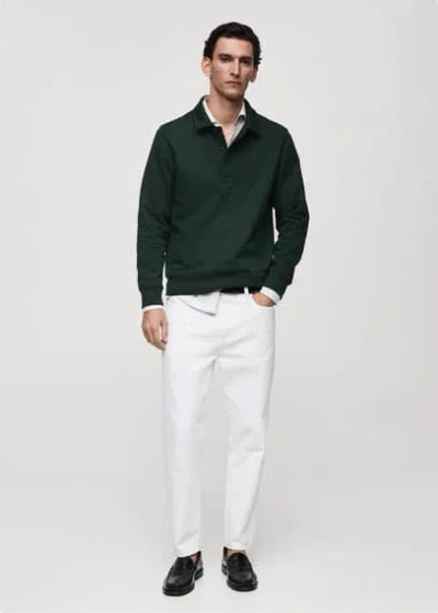 Mango Man Regular-fit Cotton Polo Sweatshirt Green
