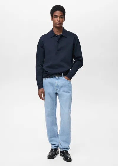 Mango Man Regular-fit Cotton Polo Sweatshirt Night Blue