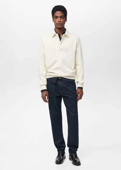 Mango Man Regular-fit Cotton Polo Sweatshirt Off White