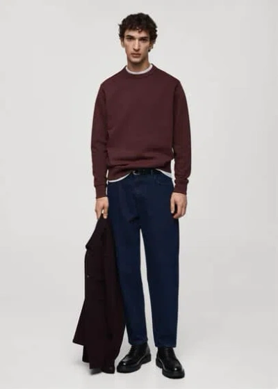 Mango Man Regular-fit Cotton Sweatshirt Burgundy