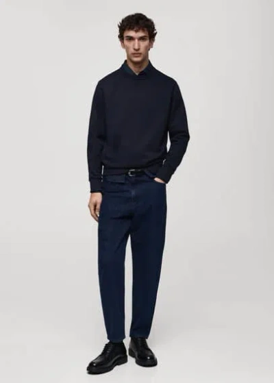 Mango Man Regular-fit Cotton Sweatshirt Dark Navy