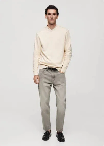 Mango Man Regular-fit Cotton Sweatshirt Ecru