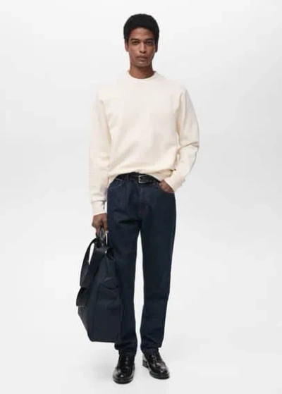 Mango Man Regular-fit Cotton Sweatshirt Off White In Blanc Cassé