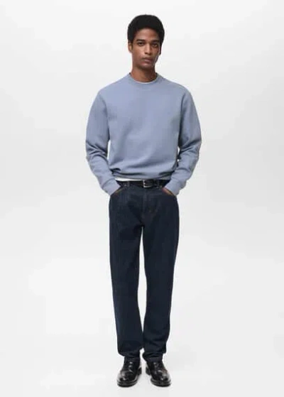 Mango Man Sweat-shirt Coton Regular-fit Bleu Ciel - Homme - Xxl -