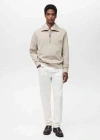 Mango Man Regular-fit Cotton Sweatshirt With Zip Ice Grey