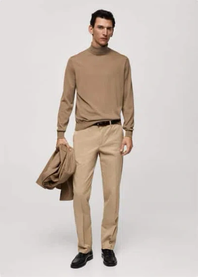 Mango Man Regular-fit Cotton Trousers Beige