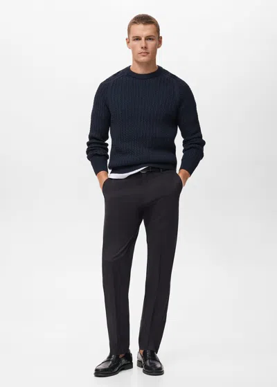 Mango Man Regular-fit Cotton Trousers Black