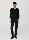 Mango Man Regular-fit Cotton Trousers Black