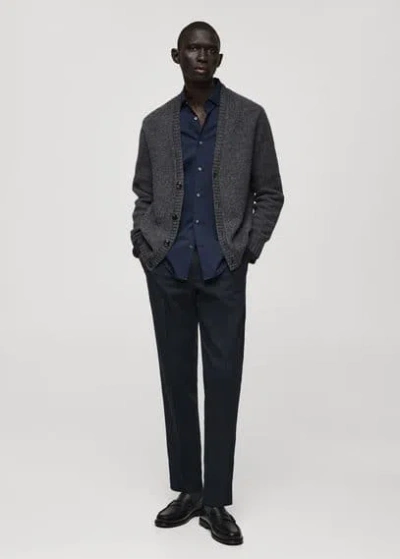 Mango Man Regular-fit Cotton Trousers Dark Navy