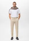 Mango Man Regular-fit Cotton Trousers Ecru In Neutral