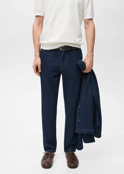 Mango Man Regular-fit Dark-wash Jeans Open Blue
